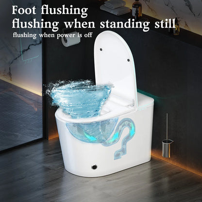 Smart Tankless One-Piece Toilet with Built-in Bidet Heated Seat Night Light UV Dryer Foot Sensor Auto Lid&Seat