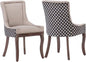 Modern Dining Chairs Set of 2 - High Back Upholstered Fabric Chairs with Solid Wood Legs for Dining Room