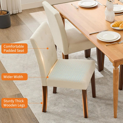Dining Chairs Set of 2 Upholstered Parsons Diner Room Chair Sets Fabric Kitchen Chairs with Nailhead Trim/Sturdy Wood Legs and P