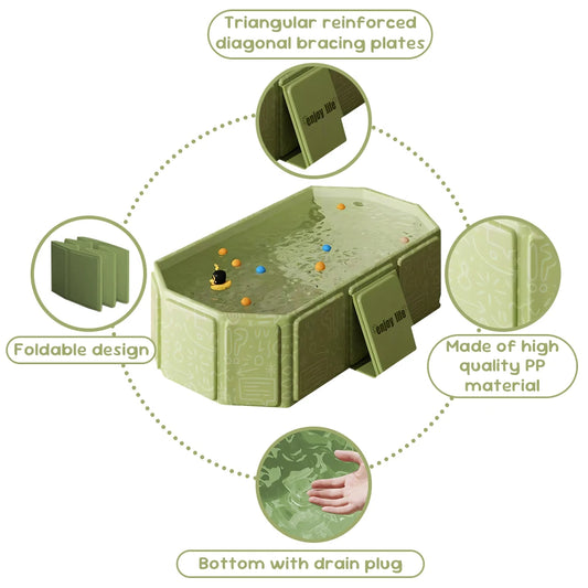 Baby Bathtub for Infants To Toddlers Collapsible Baby Bath Tub with Drain Outlet  Basin75x45x25