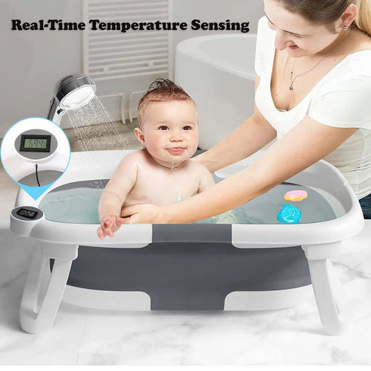 Eco-friendly Baby Bath with Temperature Indicator,Foldable Baby Bathtub for Newborn Baby
