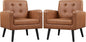 Mid-Century Style Armchair, Modern Upholstered Living Room Chair with Button Tufted Back and Solid Wood Legs