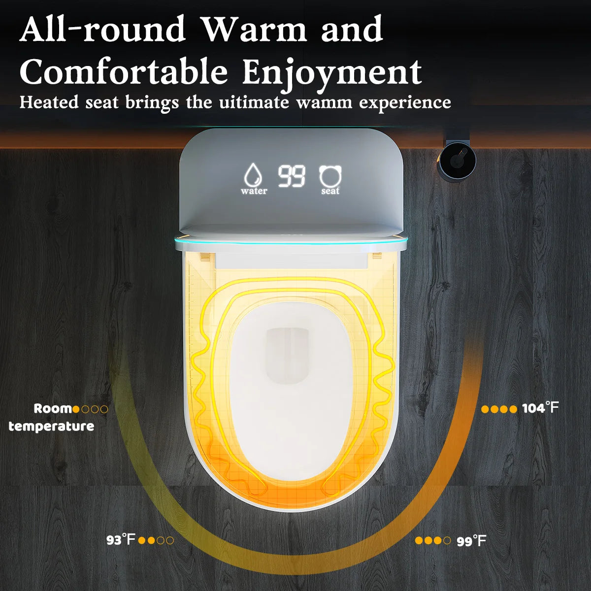 Smart Tankless One-Piece Toilet with Built-in Bidet Heated Seat Night Light UV Dryer Foot Sensor Auto Lid&Seat