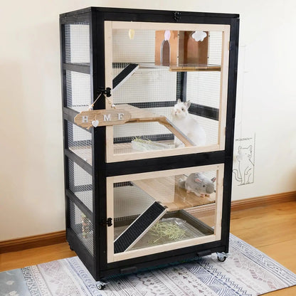5-Level Stainless Steel Tray Small Animal Habitat Cage for Hamster Rat Rabbit Gerbil Squirrel Chameleon Lizard, Customized