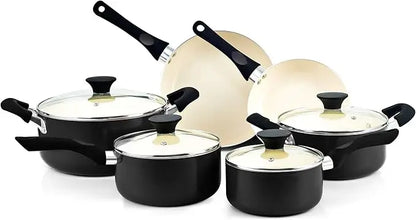 Home Pots and Pans Set Nonstick, 10-Piece Ceramic Kitchen Cookware Sets, Nonstick Cooking Set with Saucepans, Frying Pans