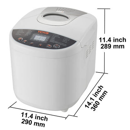 2/3 LB Bread Maker 15-in-1 Dough Machine Nonstick Ceramic Pan Automatic Bread maker with Gluten Free Setting