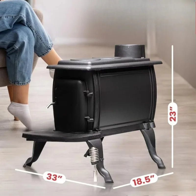 Popular.900 Square Foot Clean Cast Iron Log Burning Wood Stove Reaching Up T0 54,000 BTUswith Cool Touch Safety Handle