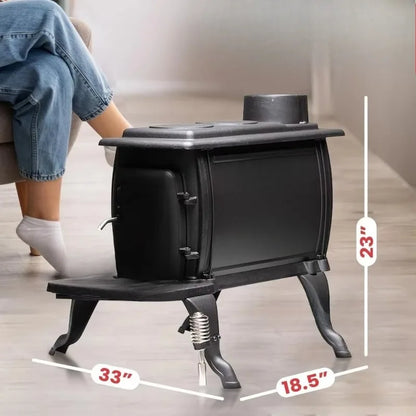 Popular.900 Square Foot Clean Cast Iron Log Burning Wood Stove Reaching Up T0 54,000 BTUswith Cool Touch Safety Handle