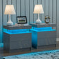 Nightstand Set of 2 LED Nightstand with 2 Drawers,Night Stand  with LED Light,Bedside Table with Drawers for Bedroom