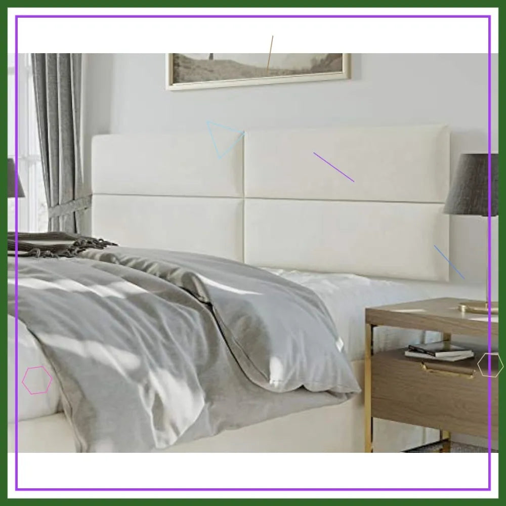 Upholstered Wall Mounted Headboard Panels - Queen Size, Soundproof Acoustic Panels, Easy Installation, 4 Panels Set