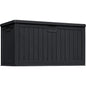 230 Gallon HDPE Black Outdoor Storage Box with Removable Dividers, Weatherproof Oversized Deck Box for Patio ,Garage