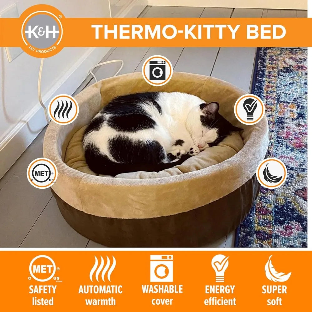 Thermo-Pet Bed Heated Pet Beds for Large Indoor Cats & Dogs, Calming Warming Pillow Pet Bed, Machine Washable