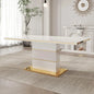 Modern 5-Piece Dining Set with 63" White Gloss Table and 4 PU Leather Chairs for Kitchen and Dining Room