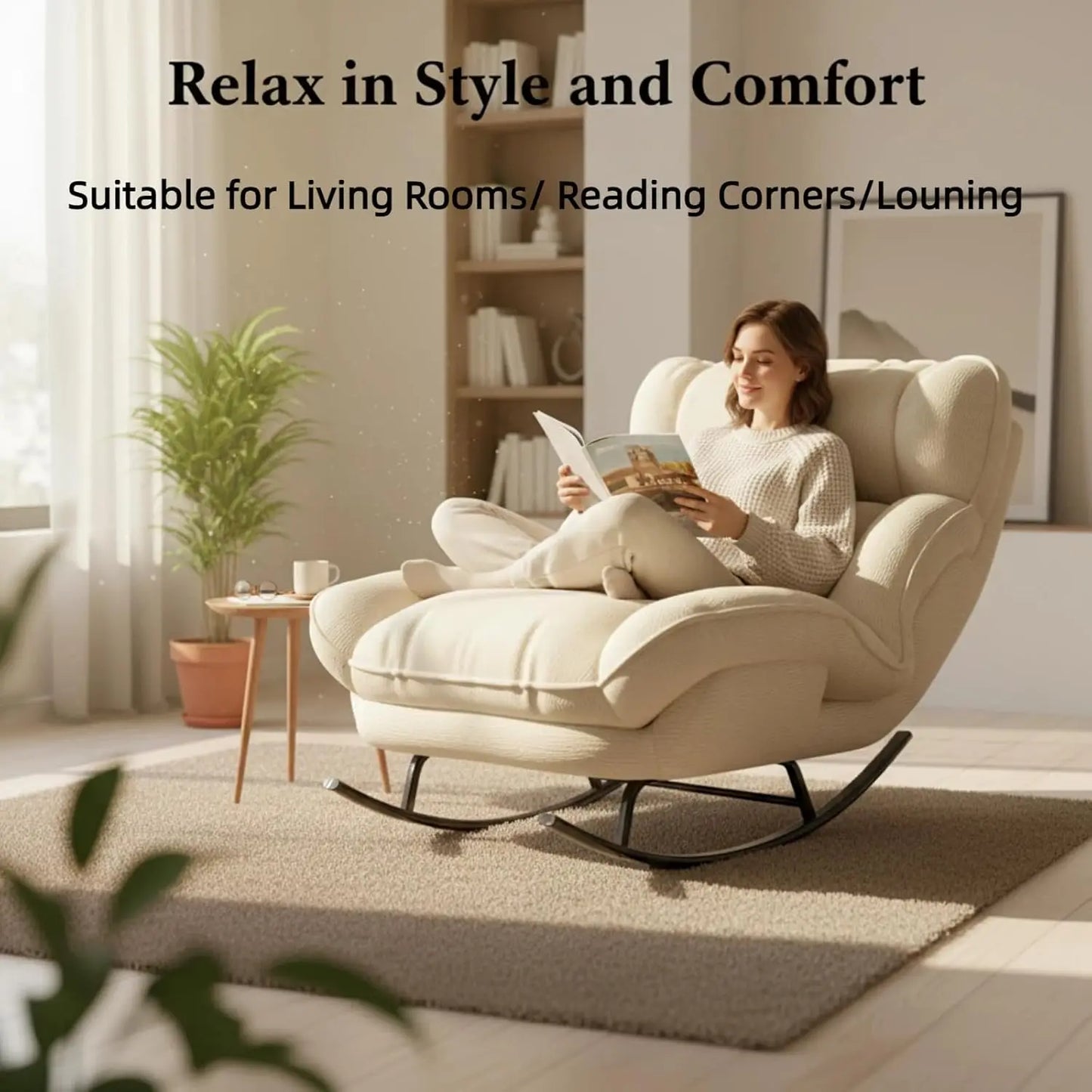 Sofa Rocking Chair Metal Frame with Adjustable Backrest Comfortable Decorative Chair Modern Ergonomic Sofa for, Customized