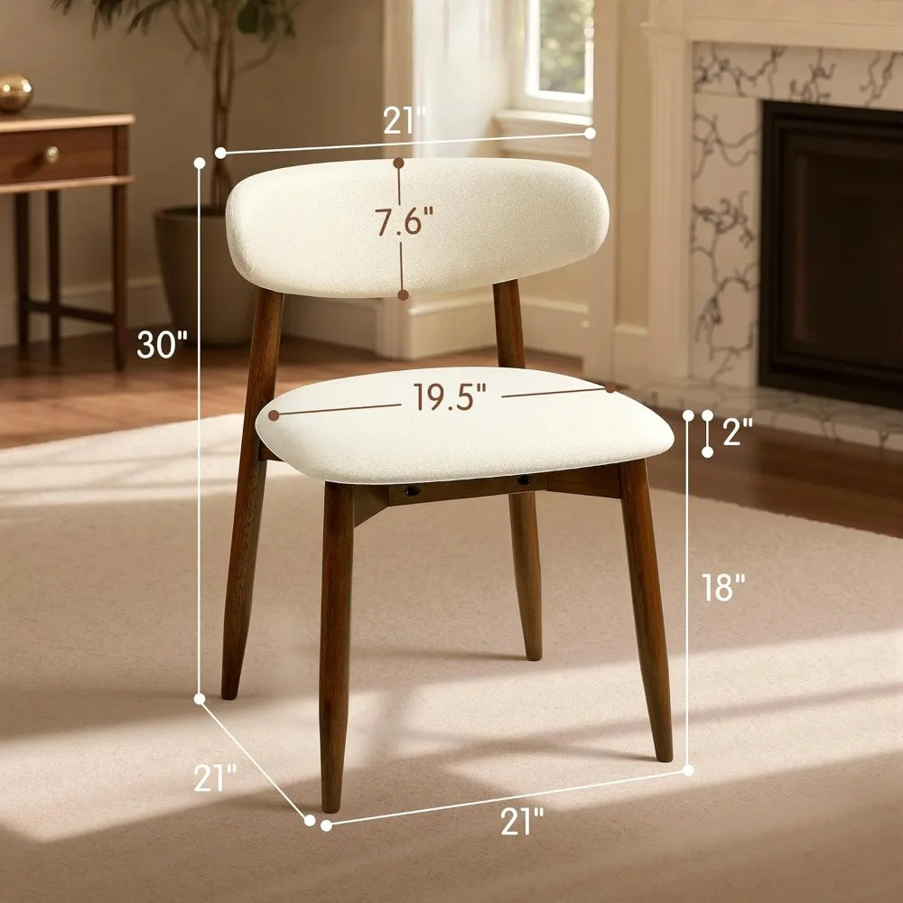Mid-Century Modern Upholstered Solid Wood Dining Chairs Set of 6, Ergonomic Fabric set