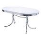 Modern Dining Table - 30" x 60", Chrome-Plated Metal Base, Oval Chrome Top in White Finish
