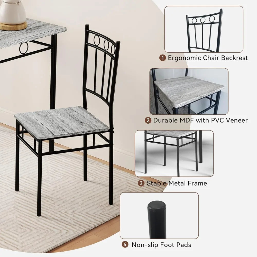Kitchen Dining Table Sets for 4, 5-Piece Dinings Room Table Sets, Rectangular Kitchen Tables Set w/4 Chairs.