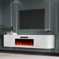 Wall-Mounted Electric Fireplace Entertainment Center with Storage, 36 High Gloss Floating TV Stand