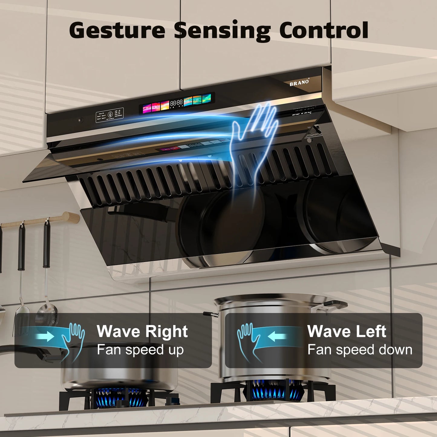 Under Cabinet Range Hood 30/36 inch, 900 CFM Kitchen Hood with Voice/Gesture/Touch Control,Ducted/Ductless Convertible