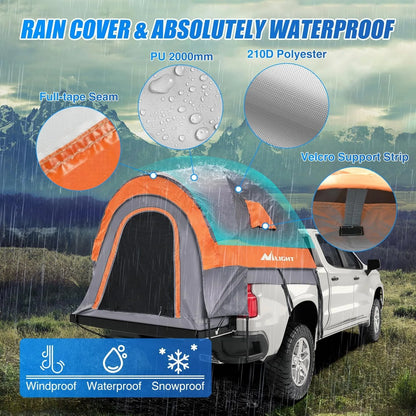 Nilight Truck Bed Tent, Pickup Tent 2 Person Waterproof PU2000mm Double Layer for Full Size Truck Camping Outdoor Travel, 8-8.5FT / 5.2-5.8 FT / 6.4-6.7 FT, Portable Pickup Camping Tent for Outdoor Road Trip Adventure