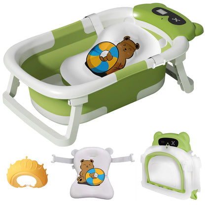 Eco-friendly Baby Bath with Temperature Indicator,Foldable Baby Bathtub for Newborn Baby