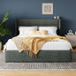 Lift Up Storage Bed with Wingback Headboard/Heavy-Duty Hydraulic Bed/Large Underneath Storage Allewie