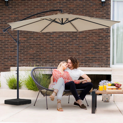 10FT Outdoor Patio Umbrella Hanging Cantilever with Easy Tilt Adjustment UV Protection 8 Sturdy Ribs for Backyard Garden