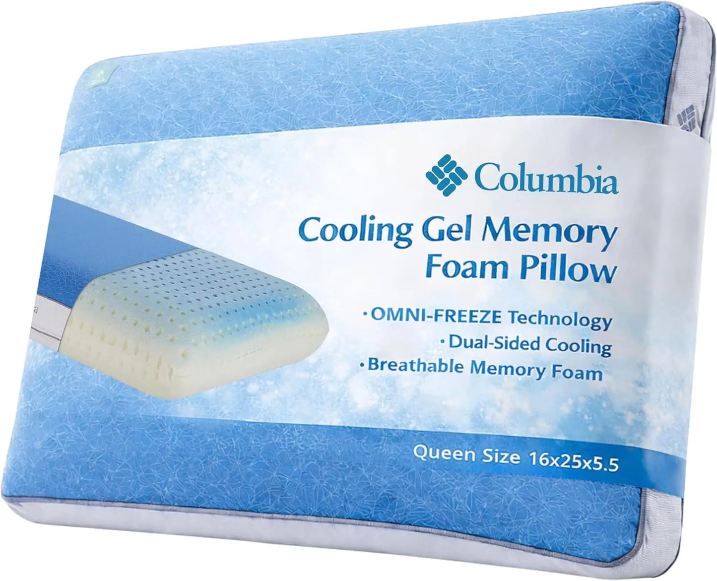 Cooling Gel Memory Foam Pillow - Breathable, Supportive with Removable Washable Cover for Queen Size