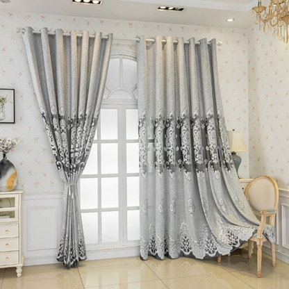 European Style Blackout Curtains, Jacquard Embroidered Chenille Curtain, Luxury Thermal Insulation Sunshade Drapes for Home Deco
