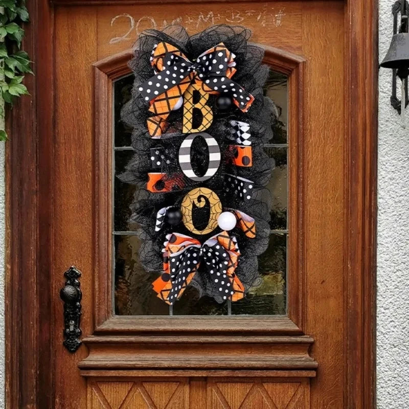 Halloween Wreath Garland Door Hanging Decoration  BOO Doorplate Pumpkin Pendant