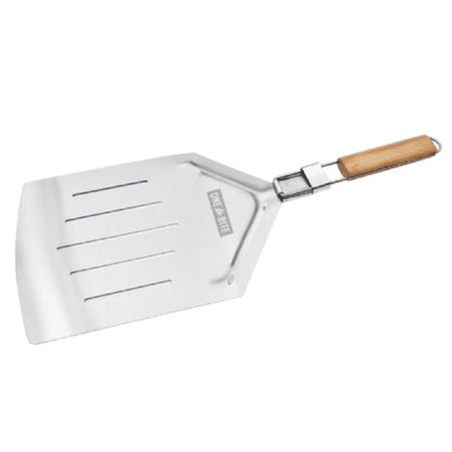 Stainless Steel Slotted Pizza Peel Wood Handle Durable Pizza Spatula Food Turner Easy Handling