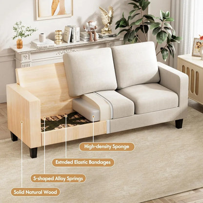 Convertible Sectional Sofa Couch, 3 Seat L-Shaped Sofa with Linen Fabric Ottoman