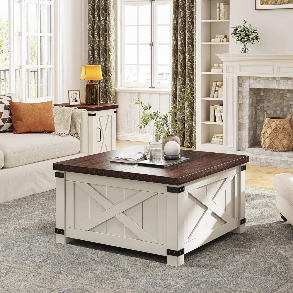 Lift Top Coffee Table with Storage, 35.7" W Square Coffee Tables for Living Room, Small Coffee Table with Large Hidden S