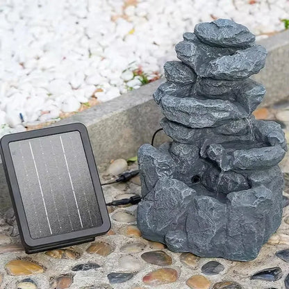 Solar Tabletop Fountain Resin Marble Construction With LED Lighting And Water Pump For Indoor Outdoor Desk Decor