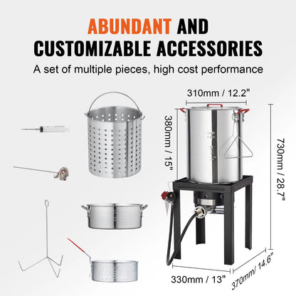 Gas One Turkey Fryer Propane Burner Complete Kit 30 Qt. Turkey and 10 Qt. Fish Fryer Boiler Steamer Set