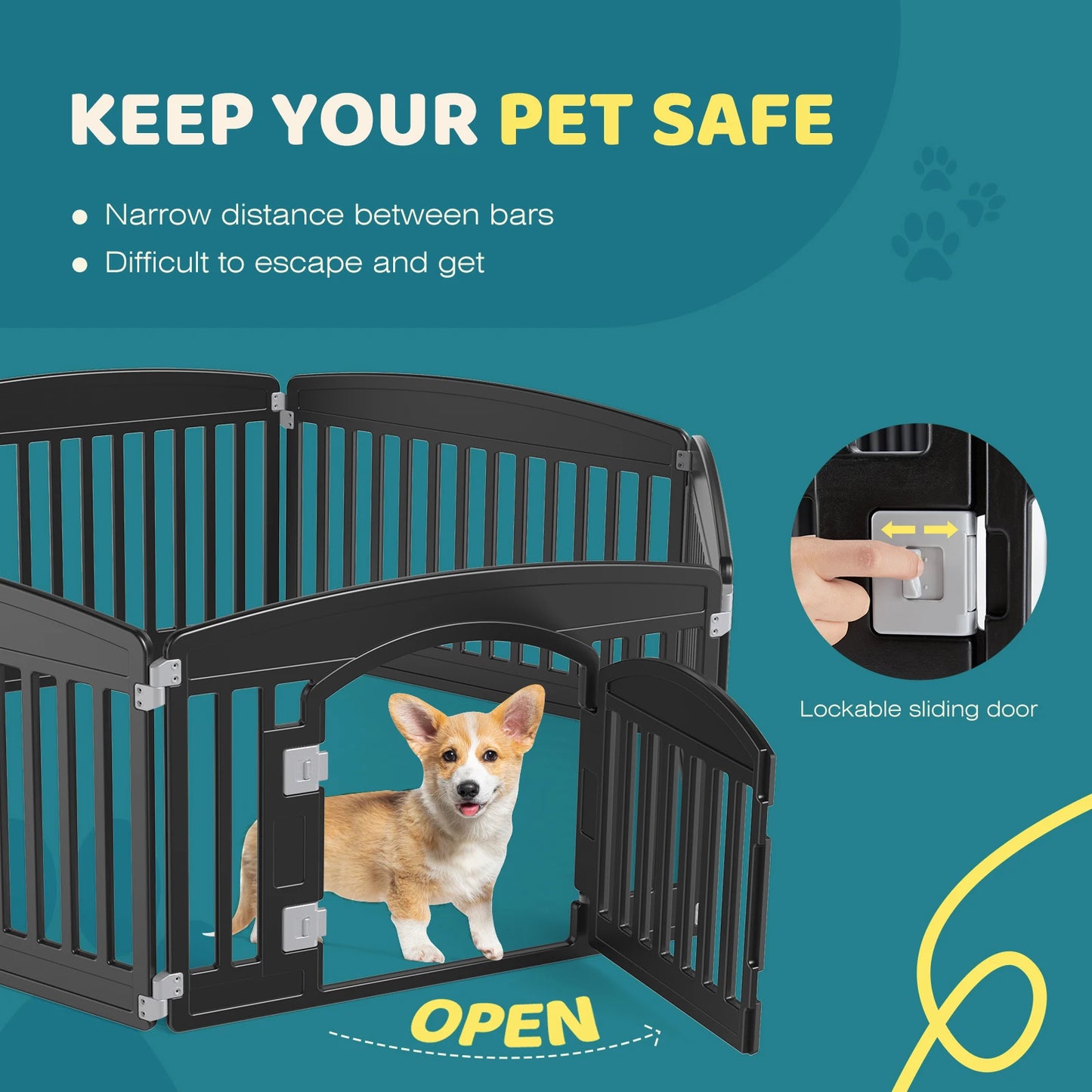 JHK Plastic Dog Playpen 6 Panel 24IN Expandable Durable Pet Fence for Medium Dogs Indoor Outdoor Folding Portable Puppy Playpen