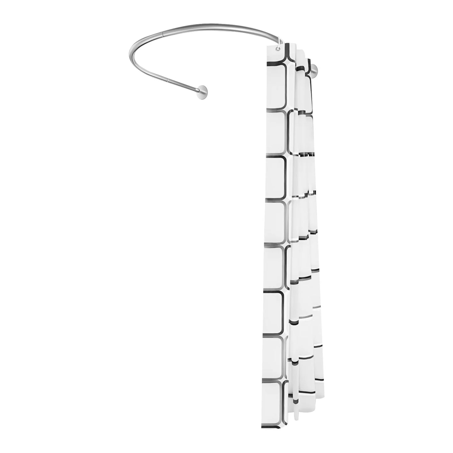 Stainless Steel Shower Curtain Rod Adjustable 0.9-1.3m Length U-Shaped Design