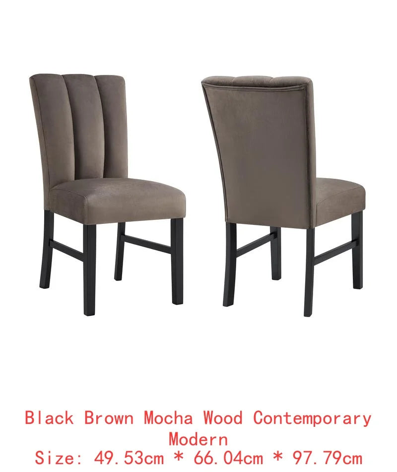 6-Piece Black Brown Faux Marble Dining Set with Square Table, Upholstered Curved Chairs, and Bench for Elegant Dining Room