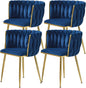 Black Velvet Dining Chairs Set of 4, Upholstered Dining Chairs with Golden Metal Legs
