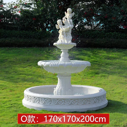 Outdoor garden, fish pond, water feature, courtyard floor-to-ceiling decoration Large European-style flowing water fountain,