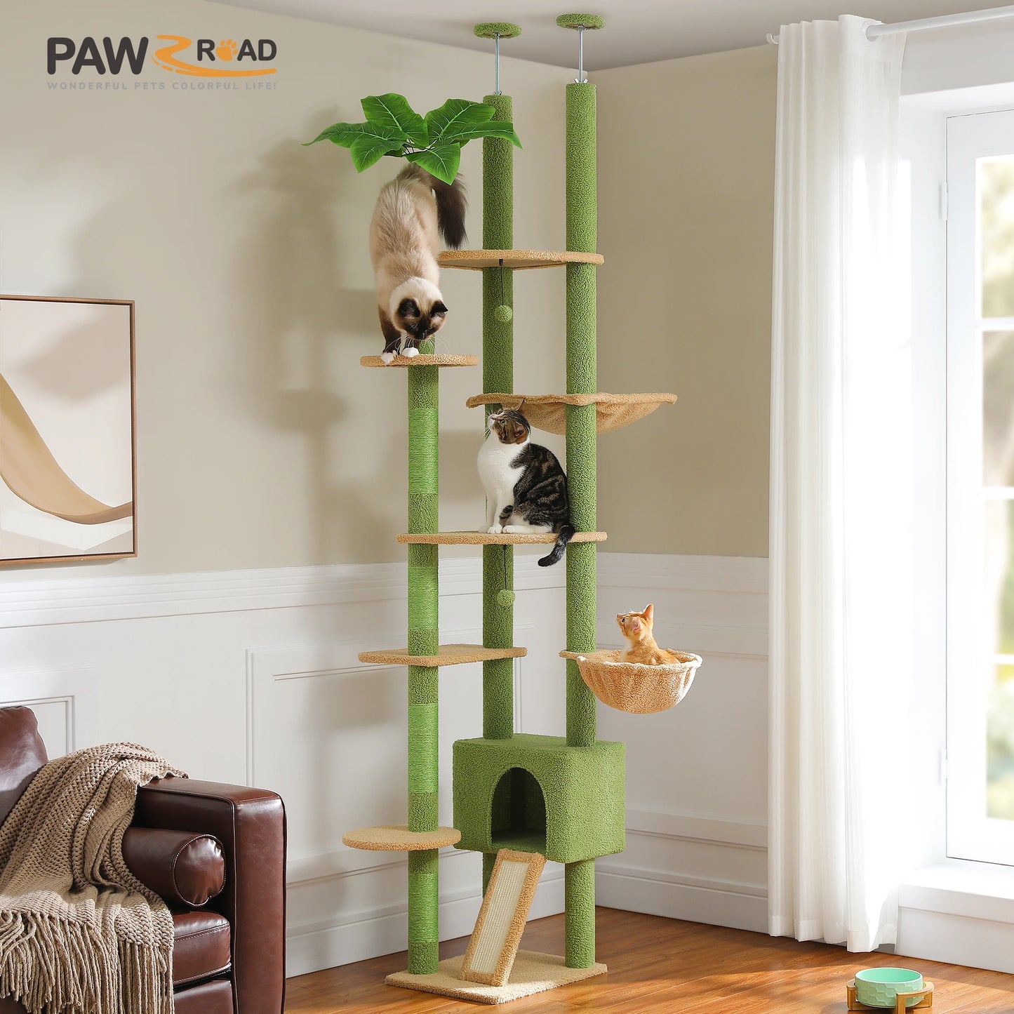 Adjustable Height Floor to Ceiling Cat Activity Tree