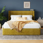 Lift Up Storage Bed with Wingback Headboard/Heavy-Duty Hydraulic Bed/Large Underneath Storage Allewie
