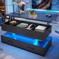 40" Lift Top Coffee Table with Storage ,2 Drawers & LED Light for Dining