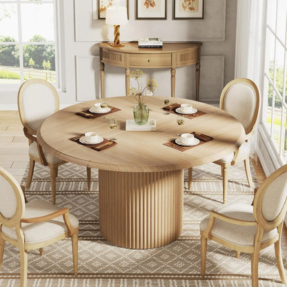 47" Round Dining Table for 4, Farmhouse Kitchen Table,Modern Small Dinner Table for Dining Room(Chairs Not Included)
