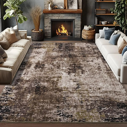 Modern Abstract Washable Area Rugs  Stain Resistant Non Slip Large Blue Soft Indoor Carpet for Home Decor
