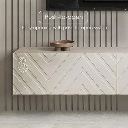 Floating TV Stand Wall Mounted for Living Room and Bedroom, Media, Entertainment Center with Storage and Drawers Fits TV 50 55