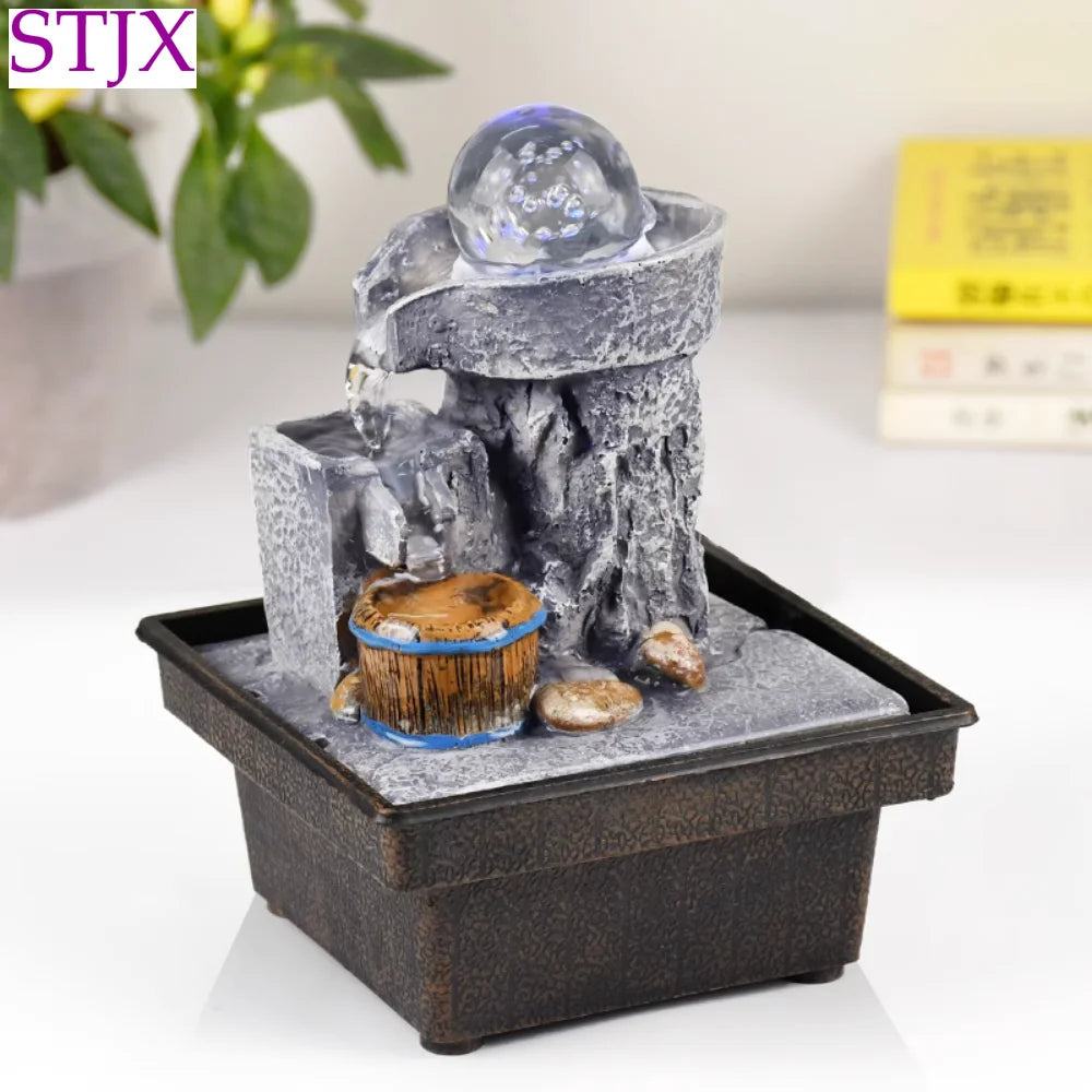 Feng Shui Wheel Circulation Flowing Water Generates Wealth Ornament  Desktop Creative Small Fountain Humidifier Decoration Gift