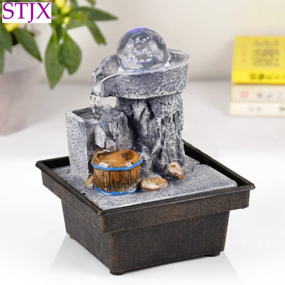 Feng Shui Wheel Circulation Flowing Water Generates Wealth Ornament  Desktop Creative Small Fountain Humidifier Decoration Gift