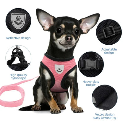 Summer Cat Dog Breathable Harness Adjustable Vest Polyester Mesh