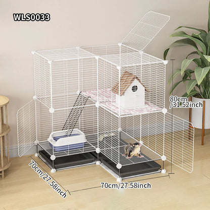 Small Animal Cage for Home Use, Space-Saving, with Toilet, Large Rabbit Cage, Sugar Glider and Squirrel Cage with Tray